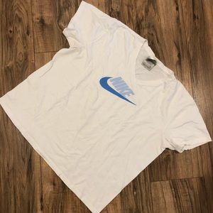 White Nike Swoosh V neck Shirt Women